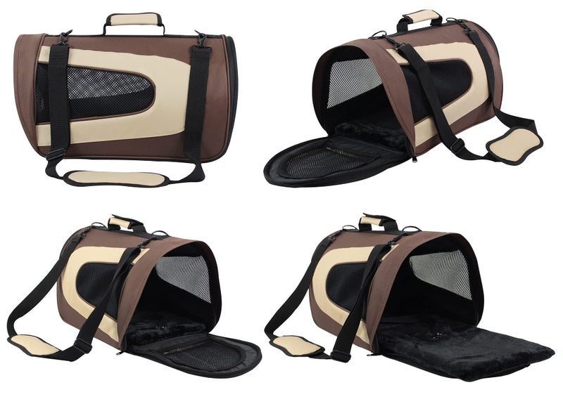 EliteField Deluxe Soft Pet Carrier (3 Year Warranty, Airline Approved), Multiple Sizes and Colors Available (18" L x 10" W x 11" H, Brown+Beige) - Image 4